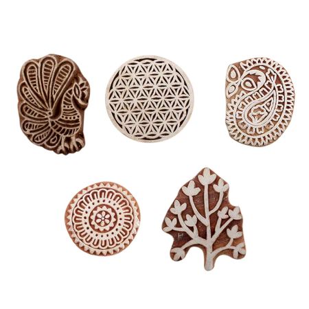 Set of 5 Piece New Mix Wooden Printing Blocks